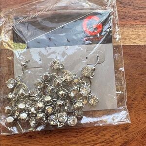 G by Guess Silver Dangle Earrings with Crystals